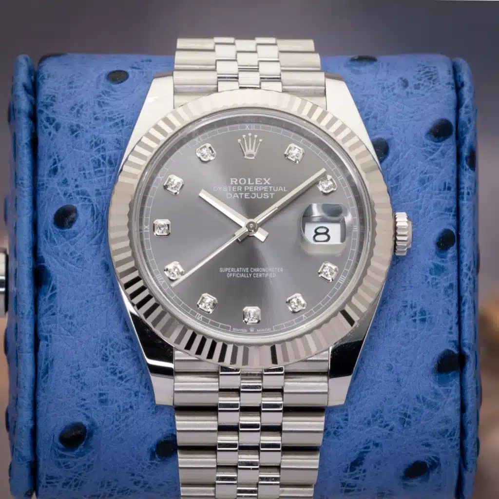 2023 Rolex Datejust 41 126334 Grey Diamond Dial Jubilee Fluted Bezel Full Set - full set with box and papers