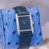 2022 Cartier Tank Must WSTA0055 Blue Dial Large Full Set Quartz Steel Alligator - full set with box and papers