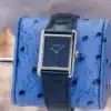 2022 Cartier Tank Must WSTA0055 Blue Dial Large Full Set Quartz Steel Alligator - detail view 9