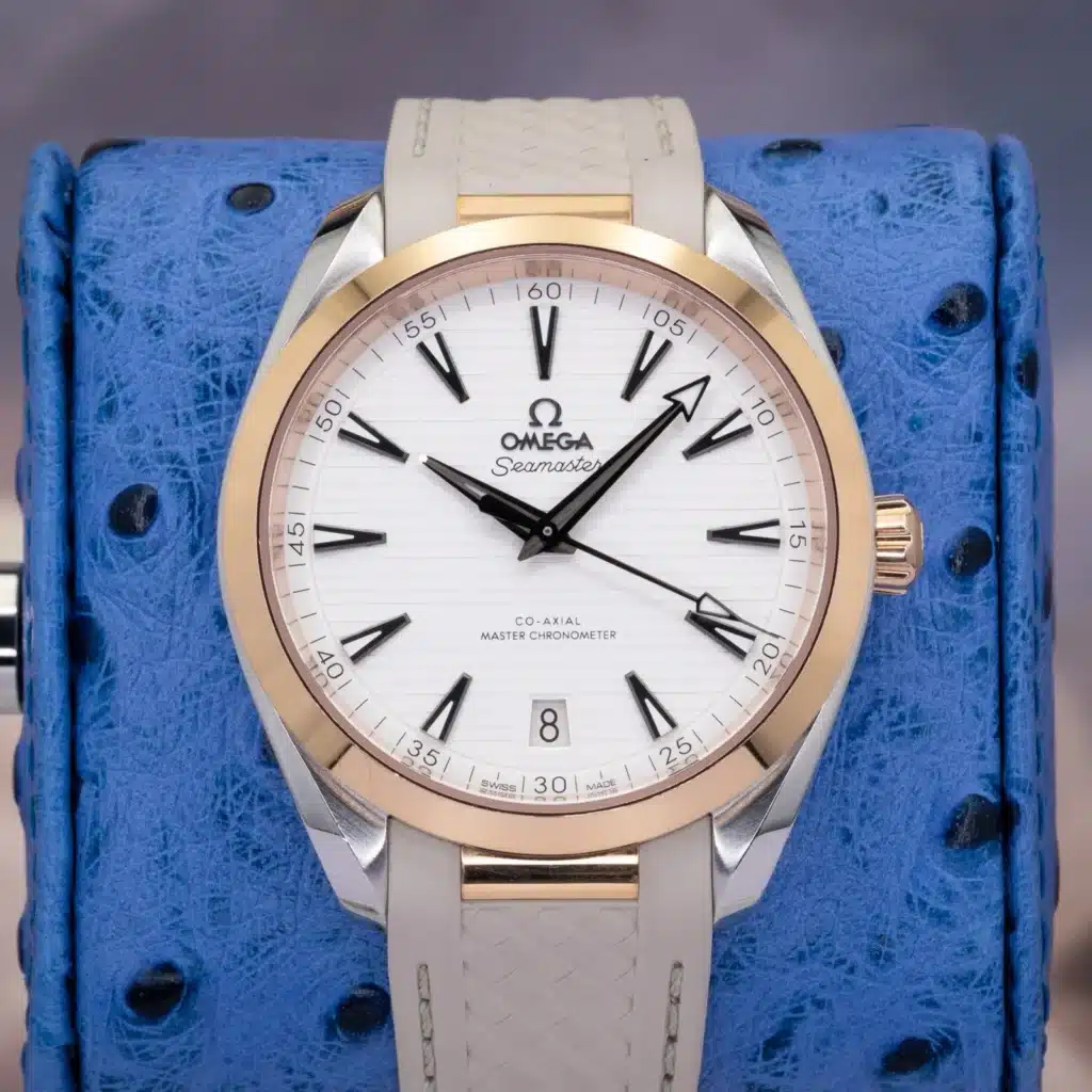 2021 Omega Seamaster Aqua Terra 41 Sedna Gold Bezel White Dial Steel Full Set
