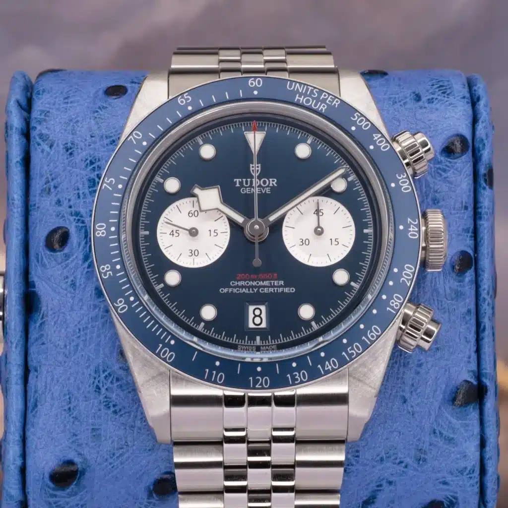 Tudor Black Bay Chrono 79360B Blue dial steel — front dial view