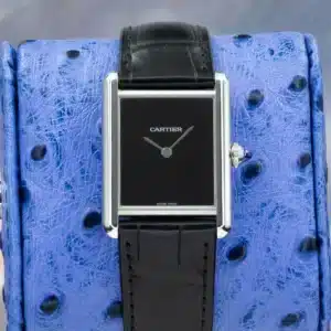 2022 Cartier Tank Must WSTA0072 Black Lacquer Dial Stainless Steel Full Set 33mm