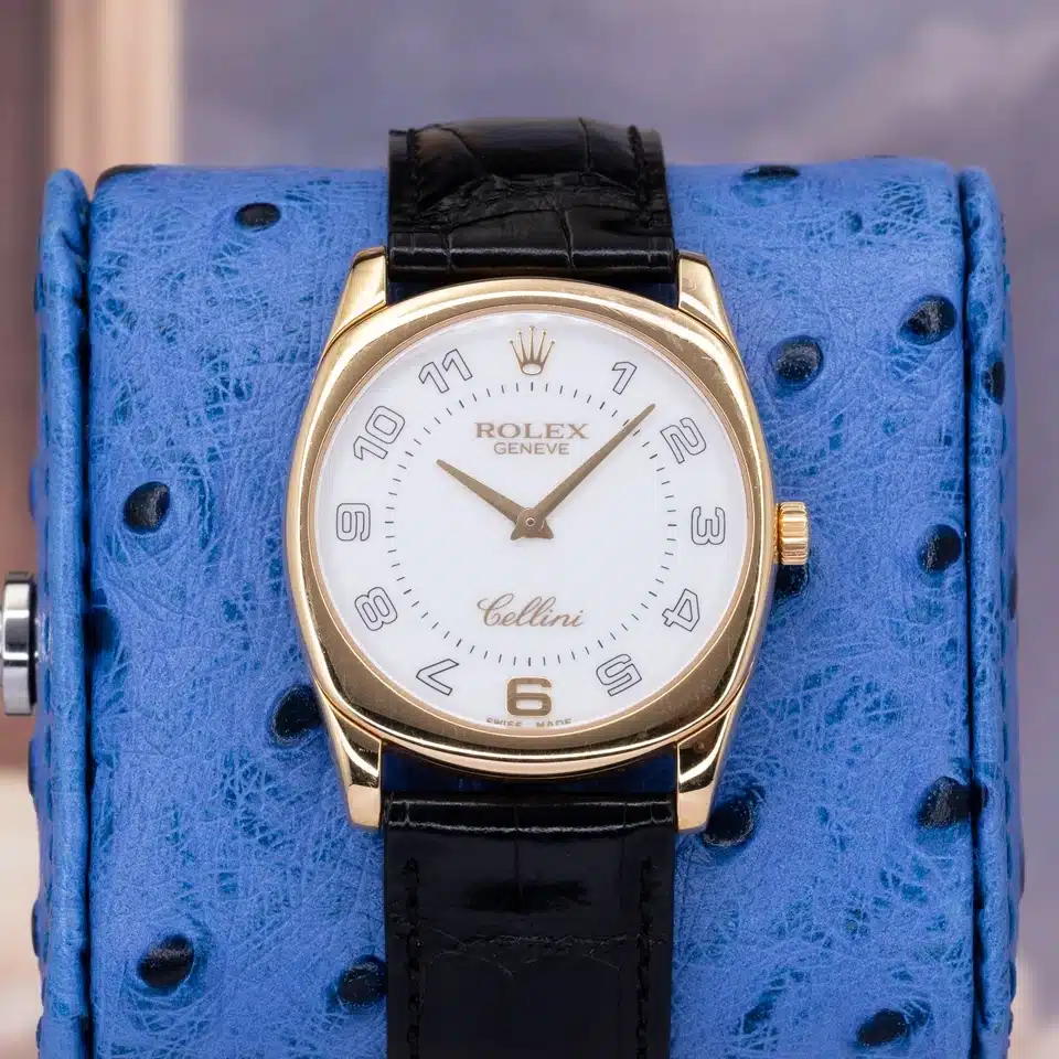 Rolex Cellini Danaos 4233 White dial yellow gold — front dial view