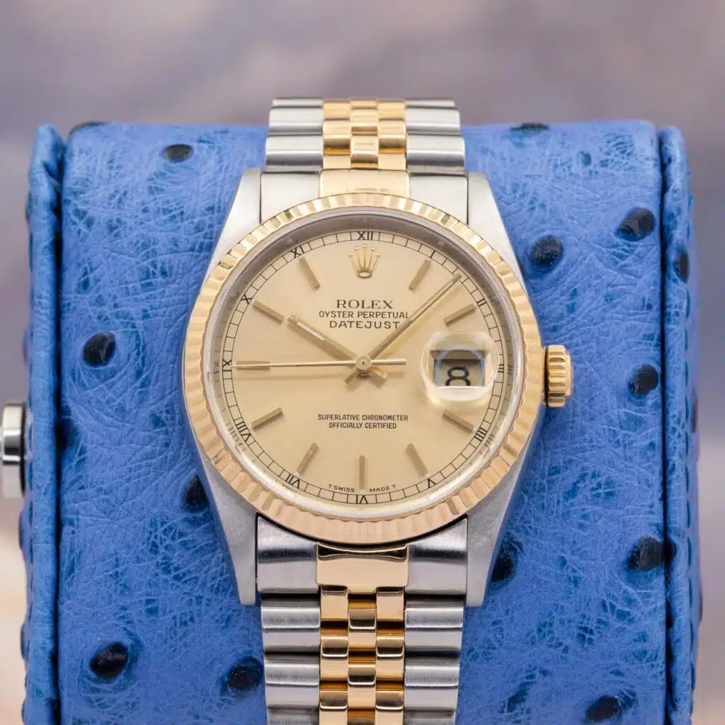 1992 Rolex Datejust 36 16233 Gold Dial 18k Yellow Gold & Steel Jubilee 36mm