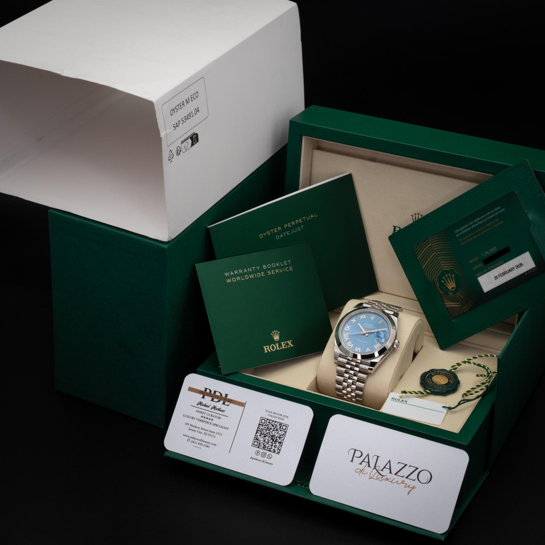 2026 Rolex Datejust 41 126300 Blue Dial Steel Box & Papers