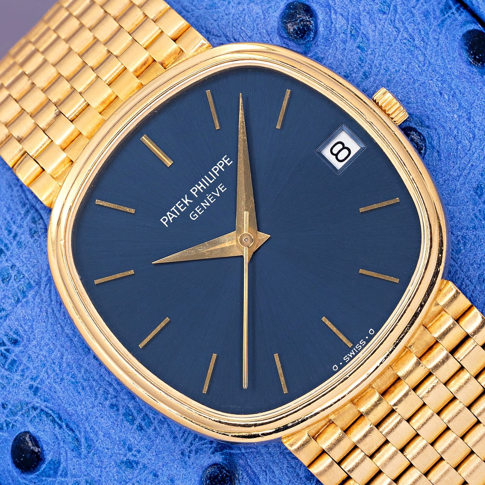 A gold Patek Philippe with a blue dial — the calibre of timepiece entrusted to Palazzo Watches & Gems for consignment.
