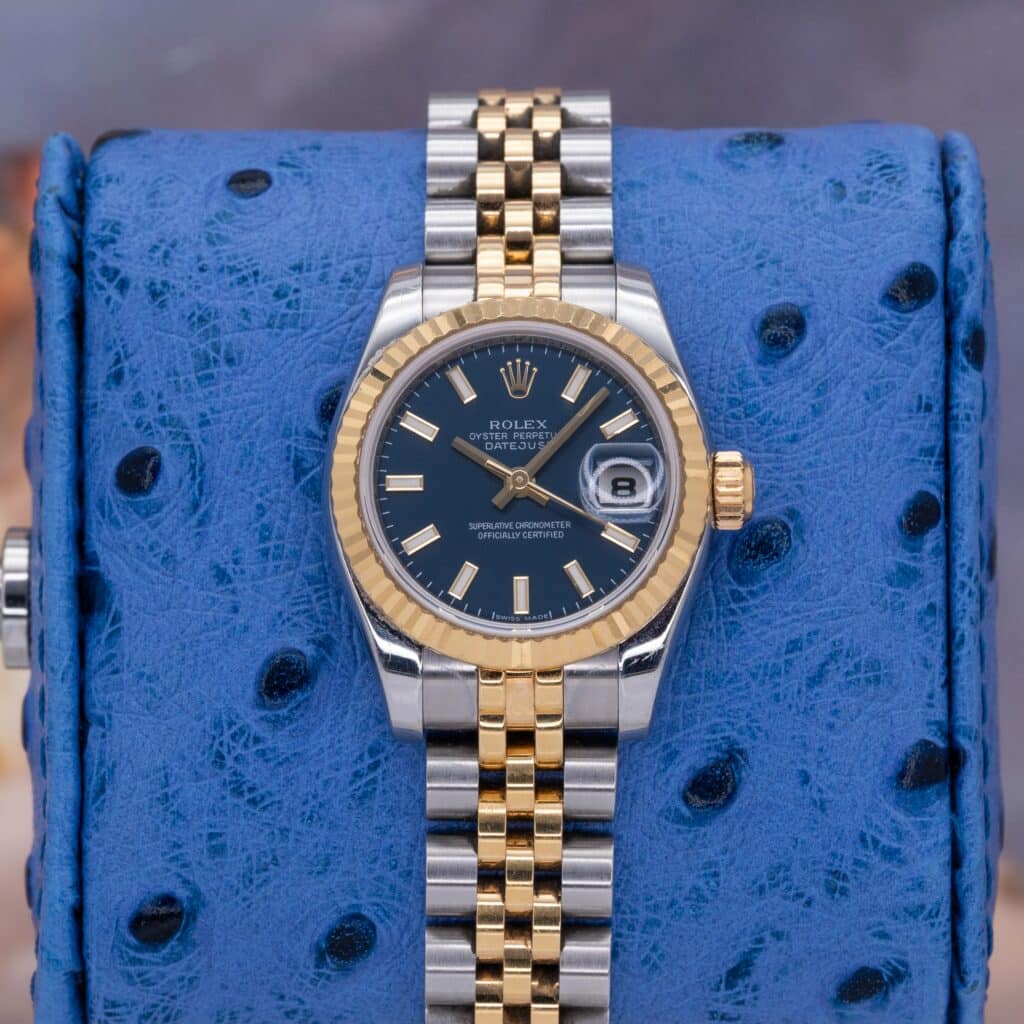 2009 Rolex Lady Datejust 179173 Blue Dial Yellow Gold & Steel Full Set 26mm