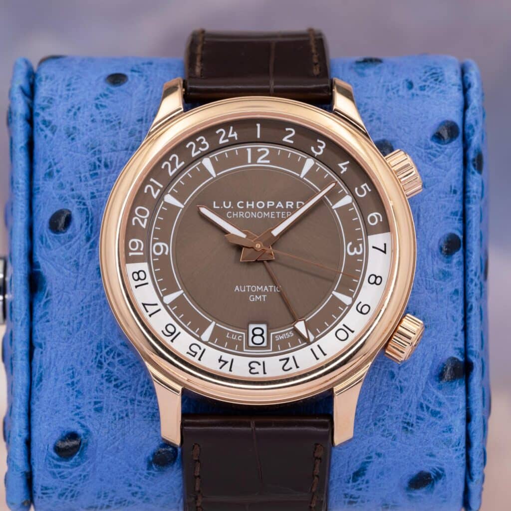 Chopard L.u.c Gmt One 161943-5001 Brown dial PinkGold 42mm — Palazzo Watches & Gems